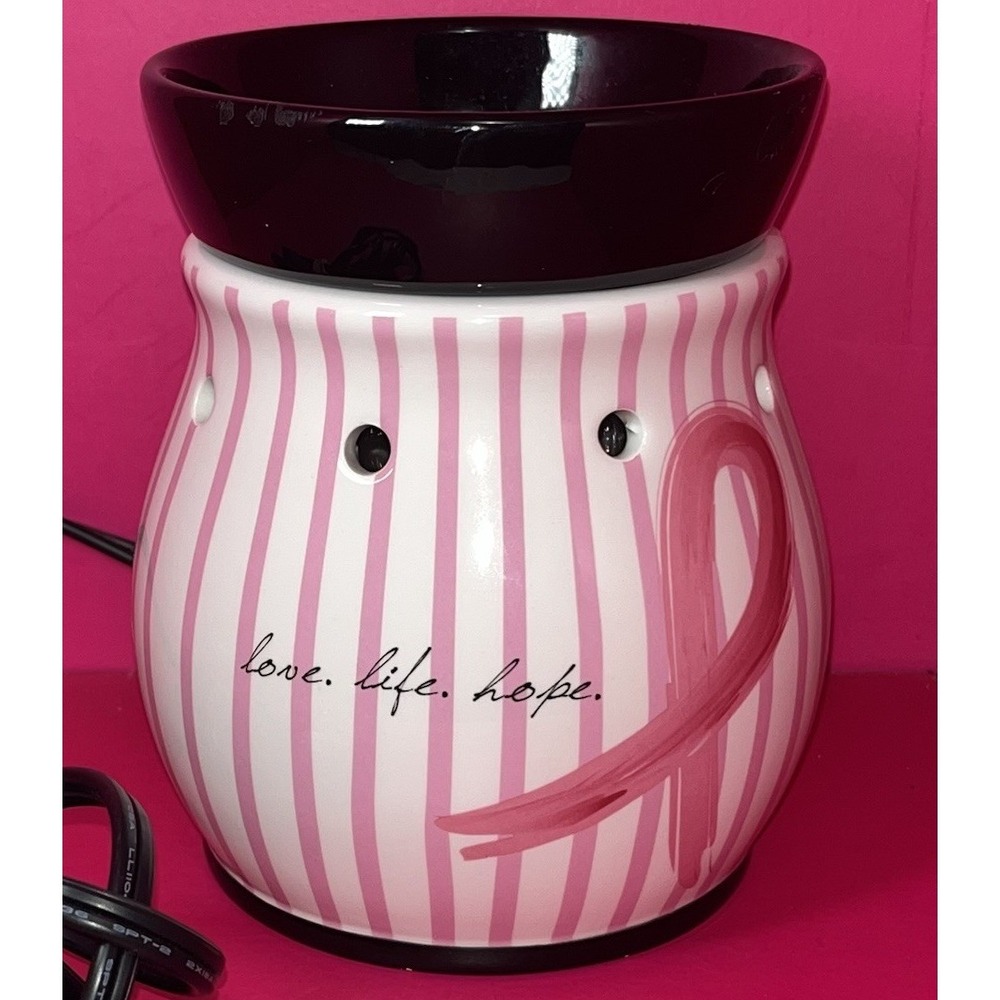 Scentsy Candle‎ Wax Warmer - Love Life Hope - Breast Cancer Awareness Full Size